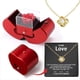 thumbnail image 1 of Joyero con forma de manzana con rosa preservada y collar | Set de regalo "Flor Eterna" para mujer | Estuche para guardar y exhibir joyas, ideal para la decoración del hogar y ocasiones especiales., 1 of 1