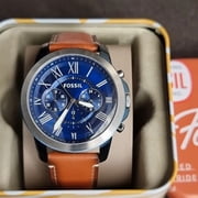 Fossil FS5151 Mens Watch, Grant Quartz Stainless Steel Chronograph Watch, 44mm Dial
