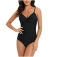 thumbnail image 1 of Traje de baño de una pieza para mujer, cómodo, liso, con almohadilla en el pecho, sin aros, Bikini con escote en V profundo OAVQHLG3B Store lin121212, 1 of 4