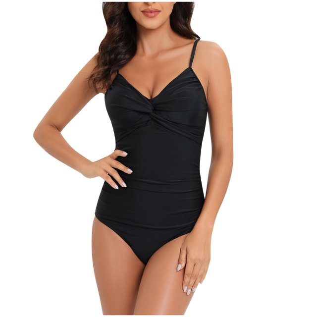 Traje de baño de una pieza para mujer, cómodo, liso, con almohadilla en el pecho, sin aros, Bikini con escote en V profundo OAVQHLG3B Store lin121212