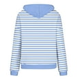 thumbnail image 4 of DDAPJ pyju Hooded Sweatshirts for Women Striped Pullover Hoodies Fall Casual Sports Hoody Top with Kangaroo Pocket Light Blue L, 4 of 6
