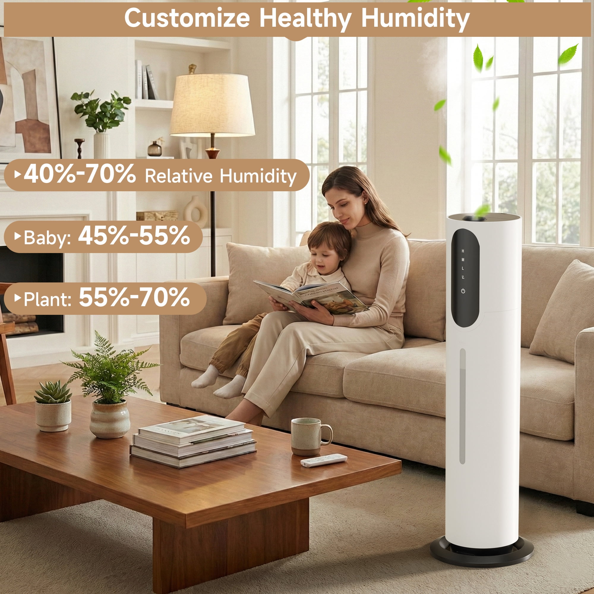 TOPTENG 2gal/7.5L Silent Humidifier for Bedroom Large Room – 3-Speed Ultrasonic Cool Mist, Purification & Filtration, Aroma Diffuser Box, for Indoor Home Use