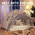 thumbnail image 6 of Toddler Bed Tent Canopy: Lights & Flags Indoor Floor Bed Kids Tent Playhouse - Portable & Foldable Twin Bunk Bed Curtains - Girls & Boys Bedroom Privacy Space Sleeping Tents Gifts (Gray), 6 of 12