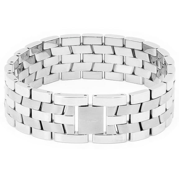 DRS, Inc. Wide Stainless Steel Bracelet, Gray