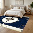 thumbnail image 3 of ODIKA 6'x9' Ultra-Soft Area Rug, Compass Round Nautical Vintage Points Boat Circular Retro Fish None Washable, Bare feet friendly, Silk-Touch for Guest Room, Bedroom, 3 of 7