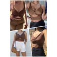 thumbnail image 5 of Camisola sin mangas con escote en V profundo y espalda abierta cruzada sexy para mujer Twisted (café), 5 of 5