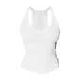 thumbnail image 5 of Women's Tank Tops with Built in Bras V-Neck Cami, Ribbed Polyester Bra Tank Camisoles for Layering 1 Pcs White M, 5 of 6