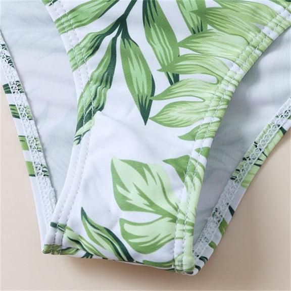 Vedolay Girls Swimsuit Spaghetti Strap Heart Ring 2 Piece Bikini Solid High Waist Swimsuits,Green 11-12 Years