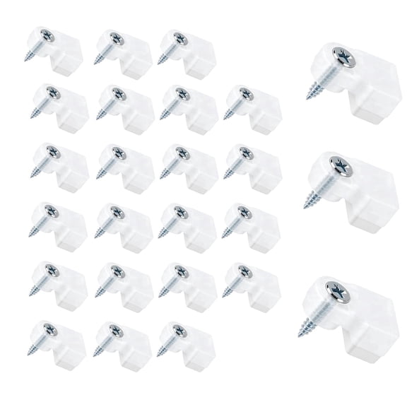 Cabinet Glass Retainer Clips with Screws, 25 Clear Brackets for Door Window & Mirror