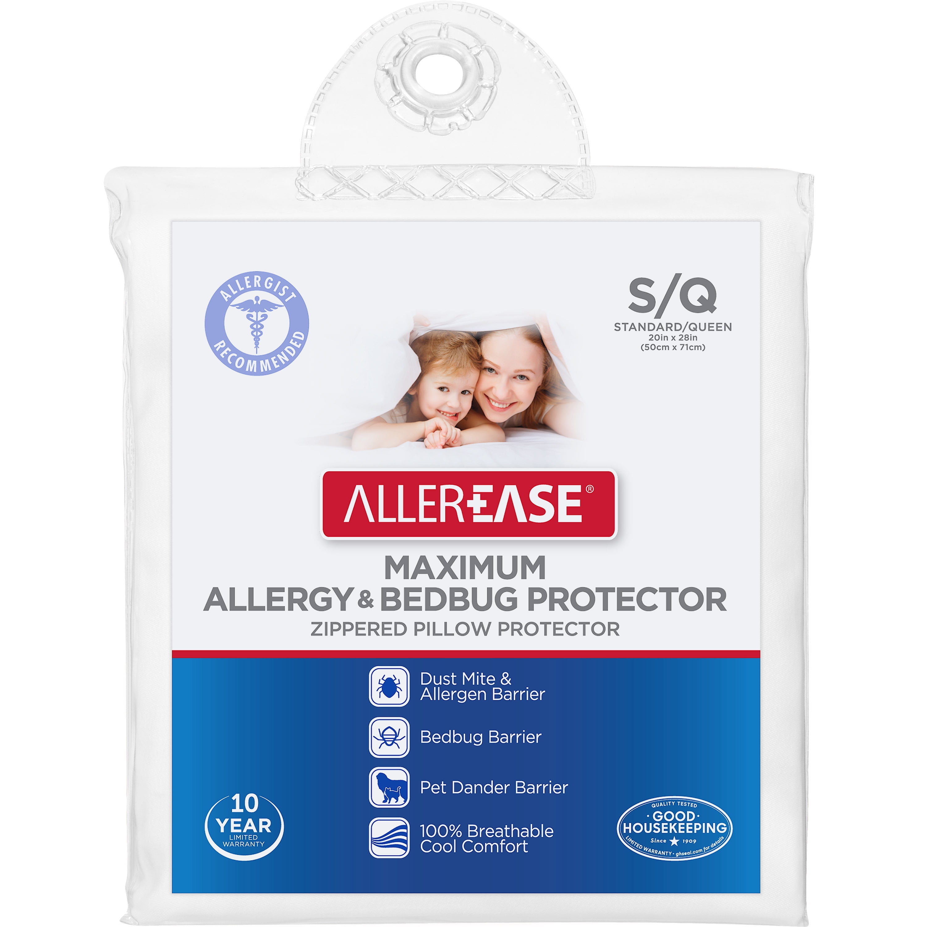 AllerEase Maximum Bed Bug Protection Zippered Pillow Protector, 1 Each