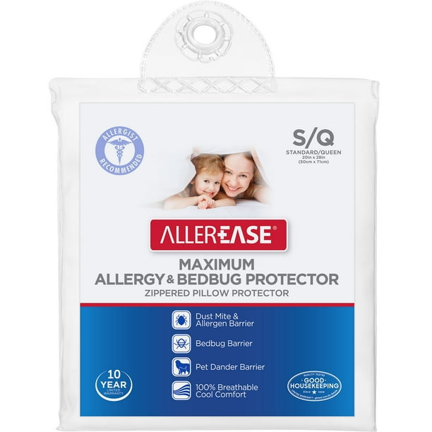 AllerEase Maximum Bed Bug Protection Zippered Pillow Protector, 1 Each