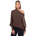 thumbnail image 1 of Youkk Off Shoulder Draped Jumpers Soft And Cozy Fall Sweaters For Women Easy To Clean And Care Polyester Dark brown, 1 of 6