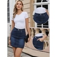 thumbnail image 2 of DARING DIVA Women's Jean Skirt with Pockets X-Small Deep Blue, 2 of 6