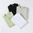 thumbnail image 4 of Men's 100% Linen Collar Shirt Short Sleeve Breathable Casual Top with Pocket, 4 of 12