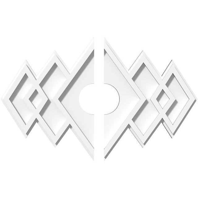 Ekena Millwork CMP18X12ZE2-03000 3 in. ID x 5.5 in. Rectangle Zoe Architectural Grade PVC Contemporary Ceiling Medallion - 2 Piece