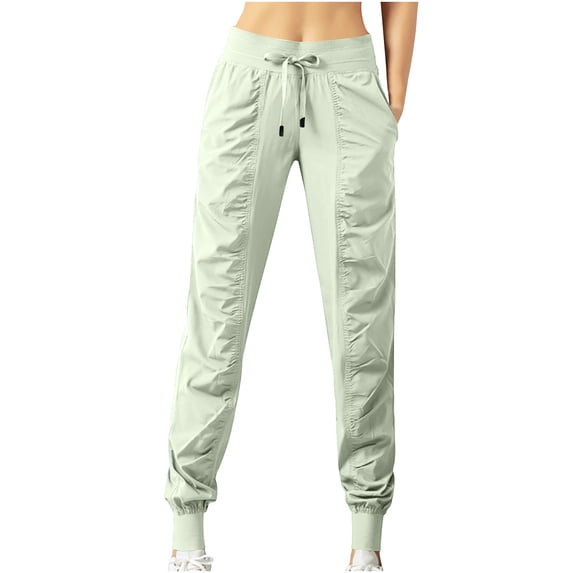 JWZUY Women's Joggers Hiking Pants Lightweight Quick Dry Pants with Pockets High Waist Athletic Pants for Travel Hilking Green M