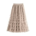 thumbnail image 3 of DuoJiaJ Women's Fashionable And Casual New Mid Length Long Skirt With Skirt And Half Body Skirt Skirts For Women Beige M, 3 of 3