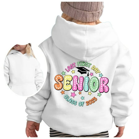 

Toddler Girl Senior 2025 Hoodie Fashion Sports Graphic Hooded Sweatshirt Pullover Top