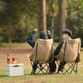 thumbnail image 3 of High Back Chair Foldable, Portable Folding Chair with Side Storage Bag, Indoor and Outdoor Available, Khaki, 3 of 6