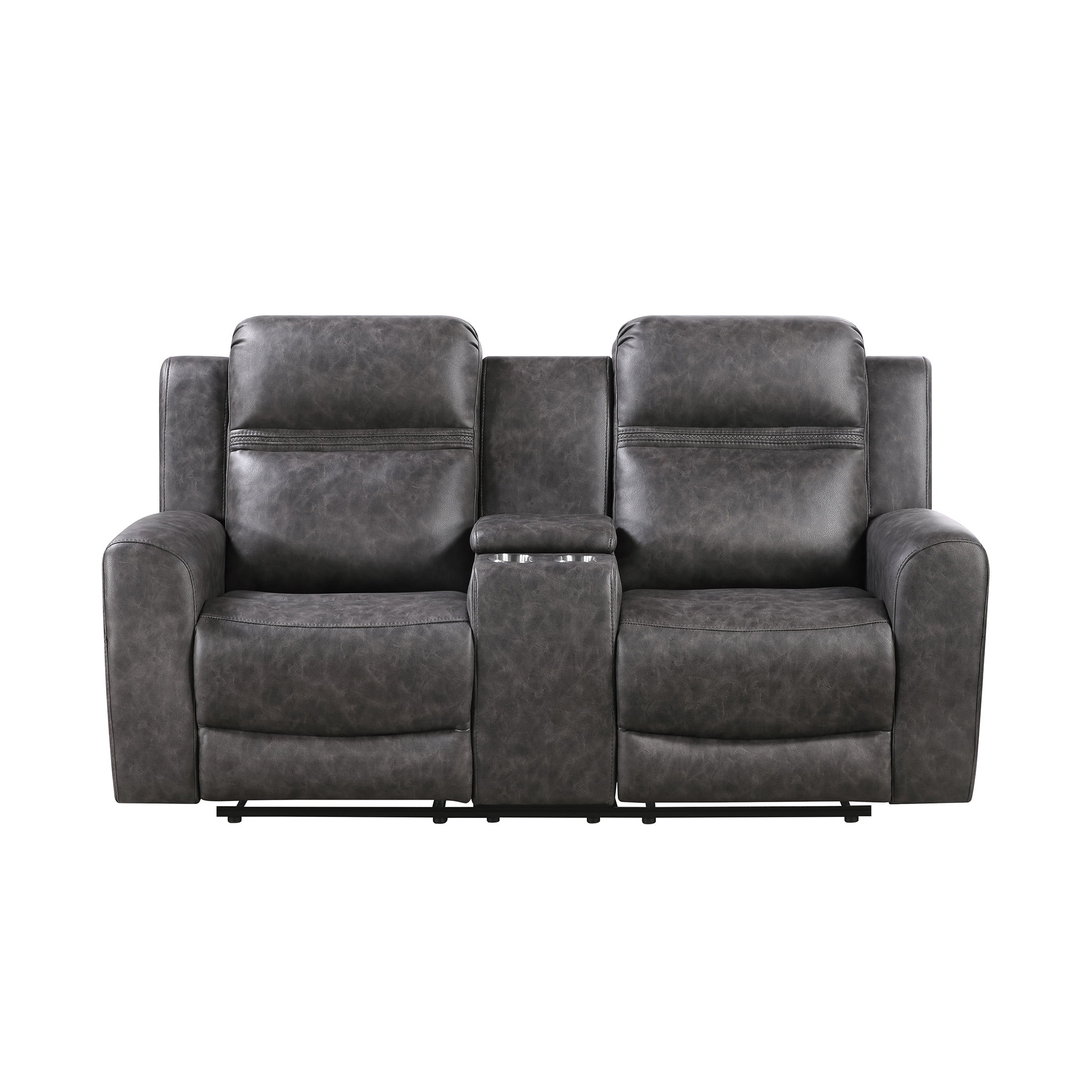 OakvillePark Vensley Microfiber Manual Double Reclining Love Seat with Center Console, Charcoal