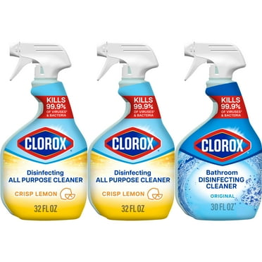Clorox Disinfecting All-Purpose Cleaner 32 oz and Disinfecting Bathroom Cleaner 30 oz, Pack of 3