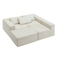 thumbnail image 4 of Christopher Knight Home 107" Compressed Sectional Sofa, Corduroy Upholstery with Ottoman, Pillow Back, Beige, 4 of 11