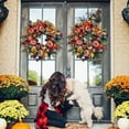 thumbnail image 5 of NICKSUN Fall Peony and Pumpkin Wreath Year Round, Durable Autumn Wreath with Maple Leaf Berry, Farmhouse Wreath for Front Door, Pumpkin Wreath Festival Home Decor(19.69 * 19.69in), 5 of 7