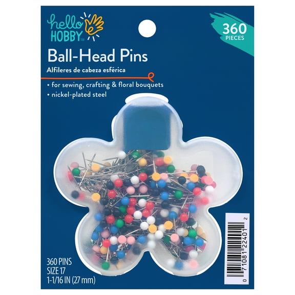 Hello Hobby Ball Head Quilting Pins in Flower Case, Assorted Colors, 360 Piece