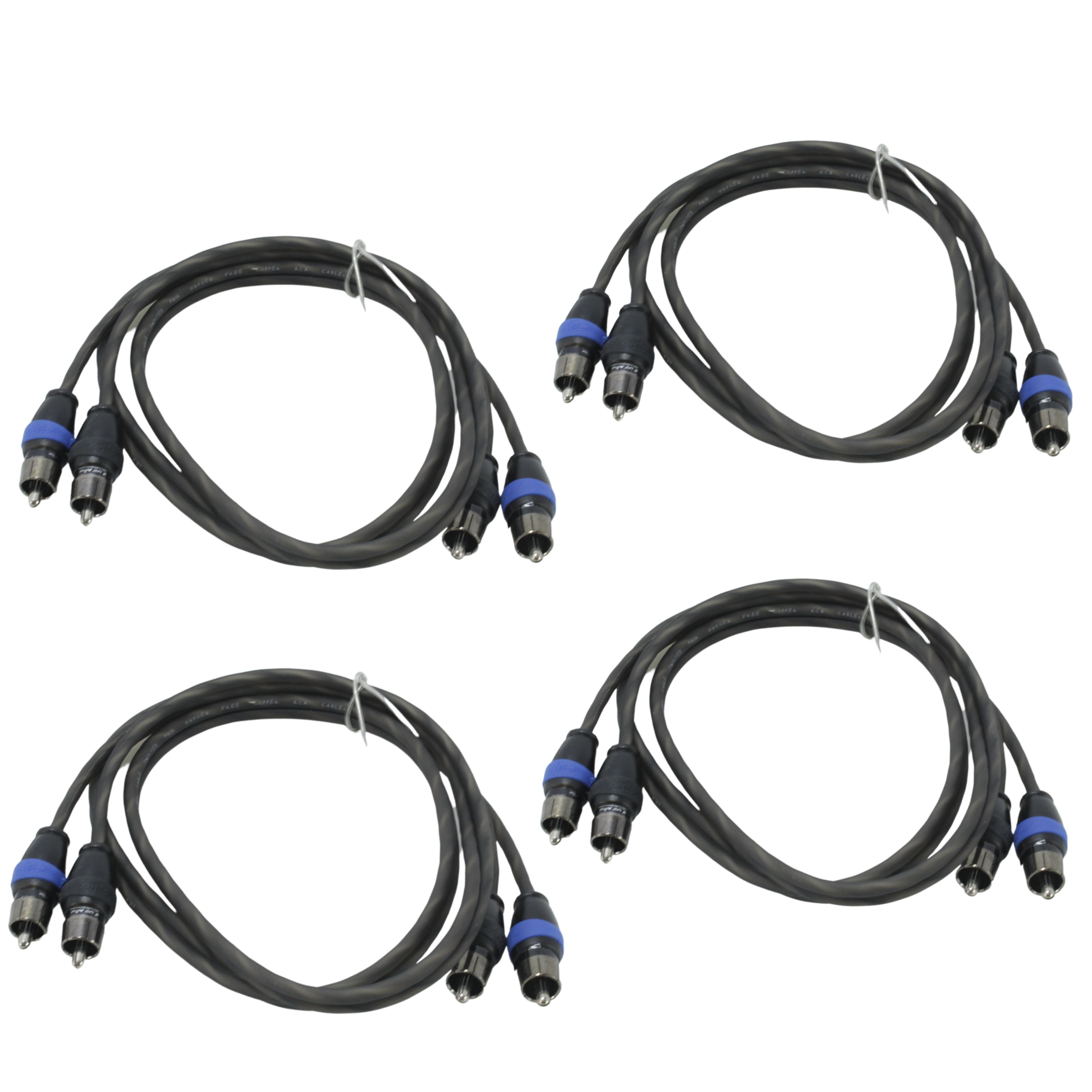 2 Pair Sky High Car Audio Twisted 2Channel Metal RCA Cable Wire 3 Feet