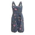 thumbnail image 5 of Women Summer Straps Ruffle Short Denim Romper Plus Size Floral Jean Sleeveless Flared Romper Y2k,Blue,L, 5 of 5