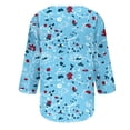 thumbnail image 5 of ALLLIST Notch Neck Spring Tops Blue 3/4 Sleeve Floral Printed T-Shirts Button Loose Blouses for Women Dressy Casual, 5 of 5