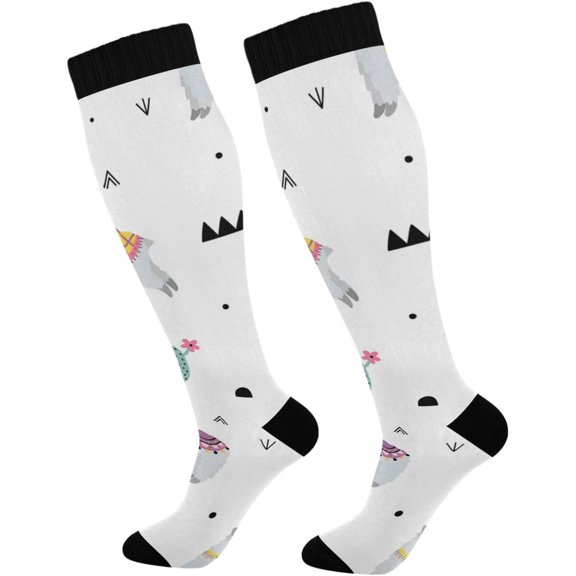 GZHJMY Alpaca Compression Socks, Women Men Long Stocking (20-30mmHg), Travel Knee High Stockings for Athletic Sports,Running,Cycling,Nursing