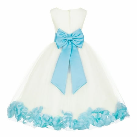 

Ekidsbridal Satin Ivory Spa Tulle Petal Christmas Junior Bridesmaid Recital Easter Holiday Wedding Pageant Communion Princess Birthday Girl Clothing Baptism 302T size 2 Flower Girl Dress