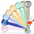 thumbnail image 1 of 8-pack Reusable Glass Straws, Colorful Glass Straws, 10 cm Short Straws with 1 Cleaning Brush, Cocktails, Milkshakes, Coffee, 1 of 5