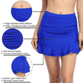 thumbnail image 4 of Hilor Women's Skirted Bikini Bottom High Waisted Swim Bottom Shirred Ruffle Swim Skirt, 4 of 6