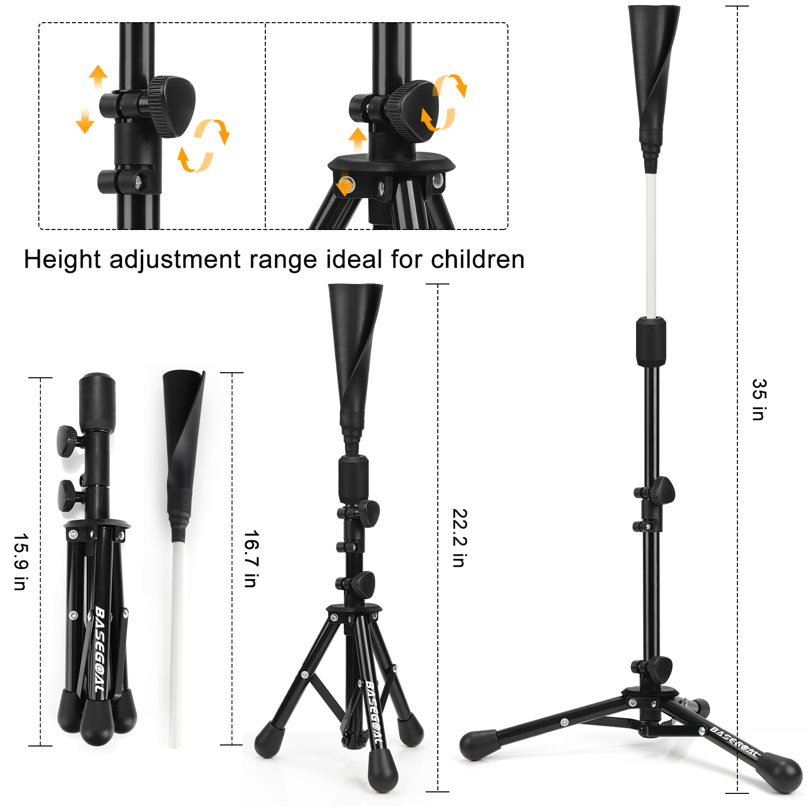 Baseball Batting Tee for kids, Portable Softball Baseball Tees for Hitting, Extral Height Adjustable Angel Baseball Ball Caddy, Easy to Assemble, Intensive Support Frame, Batting Training Practice