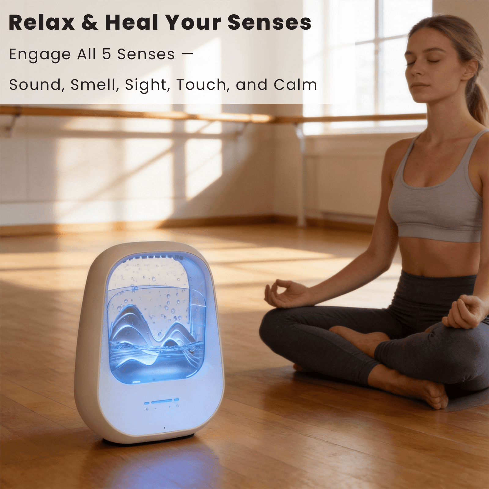 Rain Drop White Noise Machine with Humidifier, Bluetooth Speaker & Aroma Diffuser, 7-Color Mood Light and Nature Sounds for Bedroom, Office & Meditation, Beige