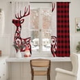 thumbnail image 3 of Christmas Elk Sheer Curtains 63 Inches Long, Red Black Checkered Deer Winter Holiday Light Filtering Window Curtains for Living Room/Bedroom, Rod Pocket Voile Sheer Drapes, 52"Wx63"L, 2 Panels, 3 of 9