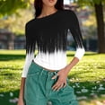 thumbnail image 4 of Ounisa Shirts for Women 3/4 Sleeve Plus Size Tops Loose Crew Neck T Shirts Casual Short Tight Elastic Summer Printed Tops, 4 of 7