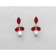 thumbnail image 4 of Faship Gorgeous Red CZ Crystal Mother Of Pearls Floral Necklace Earrings Set, 4 of 5