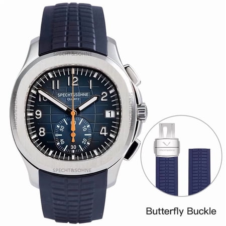 2025 Specht & Söhne Luxury Sports Quartz Watch Japan VD53 Chronograph Stainless Steel Watch Rubber Strap Reloj Hombre Waterproof
