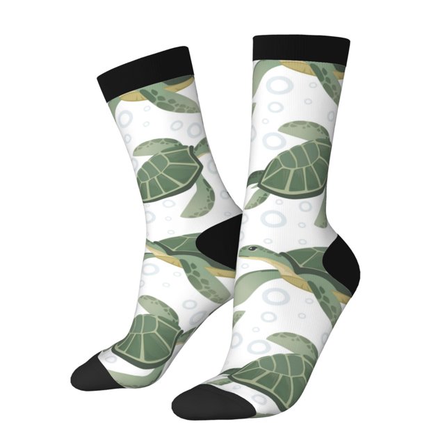 Fotbe Cute Turtle Calcetas Largas con Estampado para Hombre y Mujer – Calcetas de Compresión Transpirables y Elásticas, Viajar y Uso Diario Talla 5-11