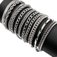 thumbnail image 1 of 12pzs Pulseras Acero Inoxidable Cubano Eslabón Plata Hombre Xtellar plateado, 1 of 4