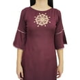 thumbnail image 4 of Bimba Women's Ethnic Maroon Tunic Kurti Designer Mandala Embroidered Kurta Top-12, 4 of 8