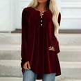thumbnail image 2 of Valcatch Women Pleated Button Down Velvet Tunic Tops Loose Elegant Dressy Shirts Long Sleeve Casual Party Blouses Plus Size V Neck Shirts, 2 of 5