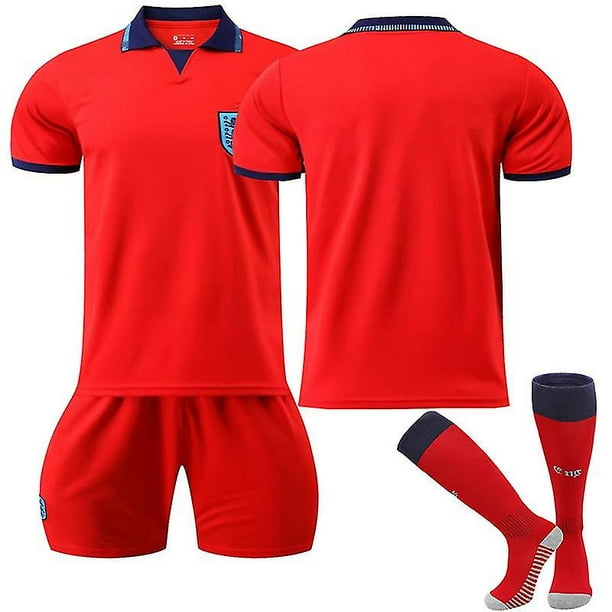 20 (110-120 CM) Inglaterra 2022 Copa del mundo de visitante Jersey Equipo de Inglaterra Jersey Camiseta de fútbol Camiseta Pantalones cortos Kits Fútbol Conjuntos de 3 piezas para niños adultos esquí esquí Gafas de esquí