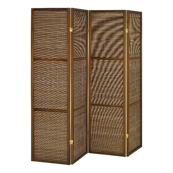 Browning 4-panel Bamboo Room Divider Folding Screen Walnut