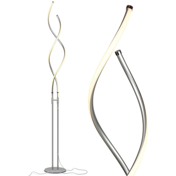 Brightech Maxwell - LED Shelf Floor Lamp - Modern Standing Light for Living Rooms & Bedrooms - Asian Wooden Frame with Open Box Display Shelves - Black