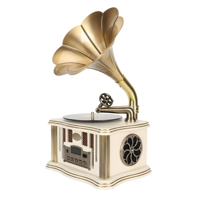 Gramophone Speaker, Vintage Phonograph Speaker Remote Control Dual Speakers For Cell Phone