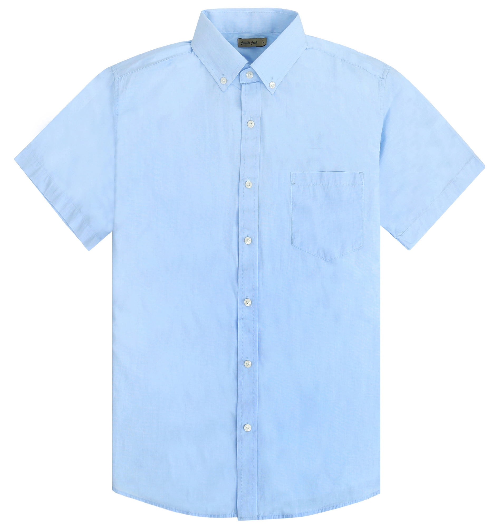Coevals Club Men Short Sleeve Button Down Up Cotton Shirt (Blue 1# 3XL ...